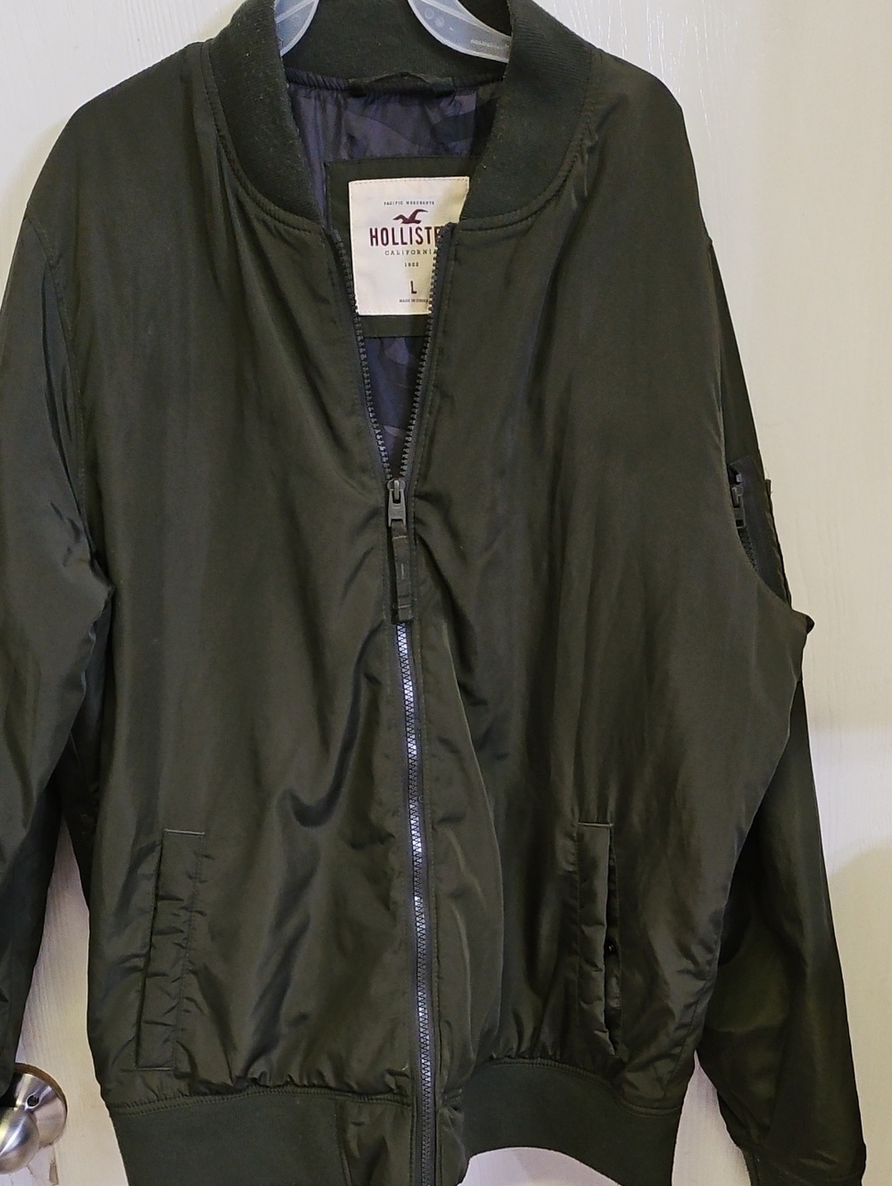 Hollister Army Green Bomber Jacket Size Large